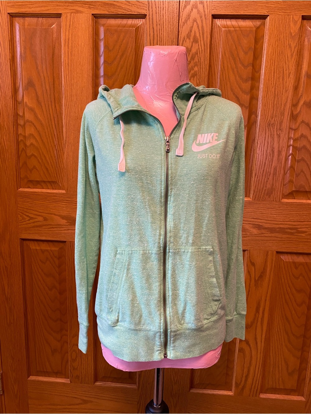 Nike Women’s Light Green Full-Zip Hoodie with White Logo